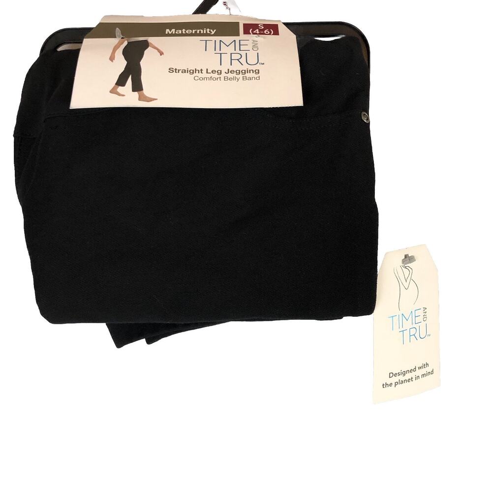 Time & Tru Maternity Straight Leg Jeggings Small‎ 4-6 Black Soot Comfort Band